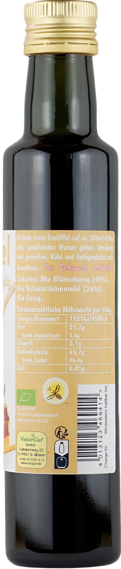 Bio Oxymel Schwarzkümmelöl 250 ml Getränkezusatz mit Honig & Apfelessig Sauerhonig