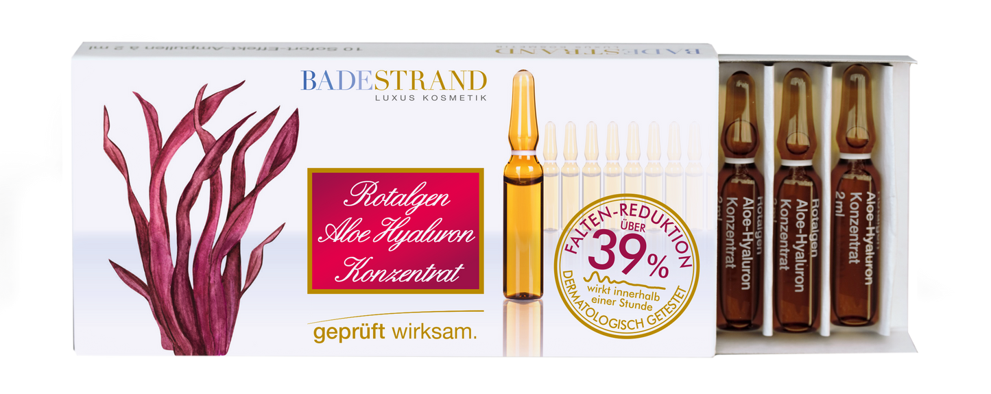 Concentré d'algues rouges à l'aloe vera et à l'acide hyaluronique – Ampoules anti-âge 10 × 2 ml