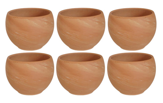 Set of 6 oval clay pots terracotta flowerpot plant pot decoration