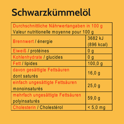 Schwarzkümmelöl 100ml Nigella sativa aus Ägypten Schwarzkümmelöl-konventionell-Kaltgepresst