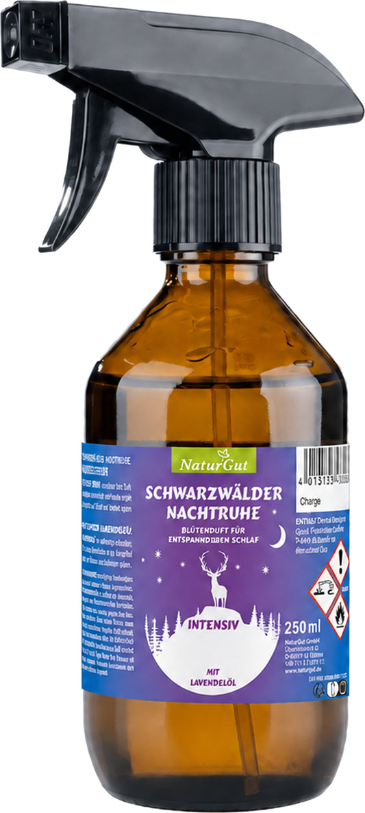 Schwarzwälder Nachtruhe Intensiv Spray 250 ml | Lavendel Raumspray mit echtem Lavendelöl | Duftspray für Schlafzimmer & Abendroutine | Entspannender Lavendelduft