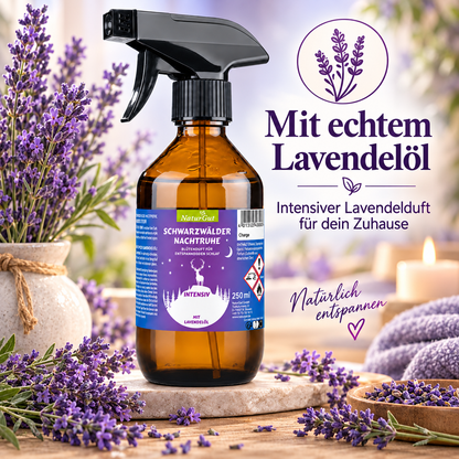 Schwarzwälder Nachtruhe Intensiv Spray 250 ml | Lavendel Raumspray mit echtem Lavendelöl | Duftspray für Schlafzimmer & Abendroutine | Entspannender Lavendelduft