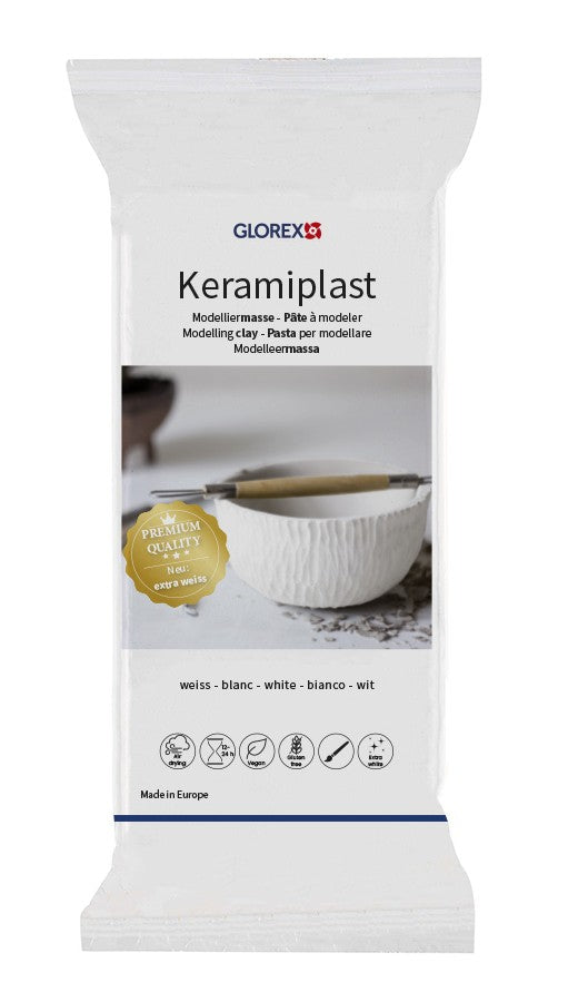 Keramiplast Modelliermasse weiß 500g - Umweltfreundliche, tonartige Modelliermasse für kreatives Gestalten