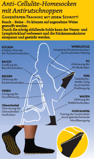 Anti-Cellulite und Rücken-Trainings-Socken mit Antirutschnoppen gr. 37-39 aus Baumwolle/Polyamid