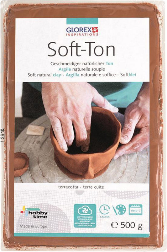 Soft-Ton, terracotta 500g lufthärtend/brennbar 1040°