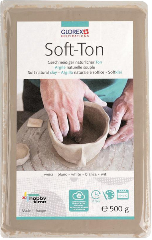 Soft clay, white 500g air-hardening/burnable 1040°