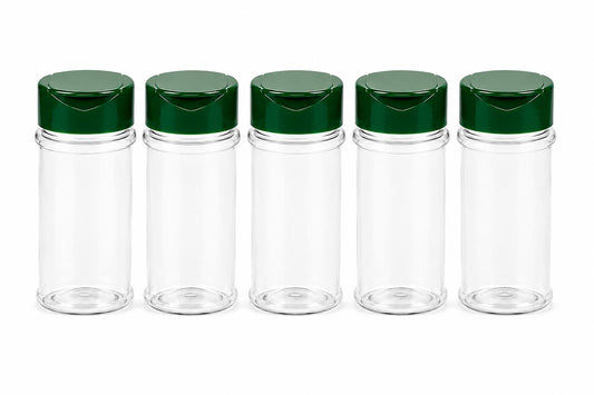 Gewürzdosen 5x100 ml mit Streuverschluss & UV-Schutz – PET Gewürzgläser BPA-frei – Gewürzbehälter für Küche, Kräuter, Gewürze & Vorrat – Wiederverwendbar & Aromaschutz
