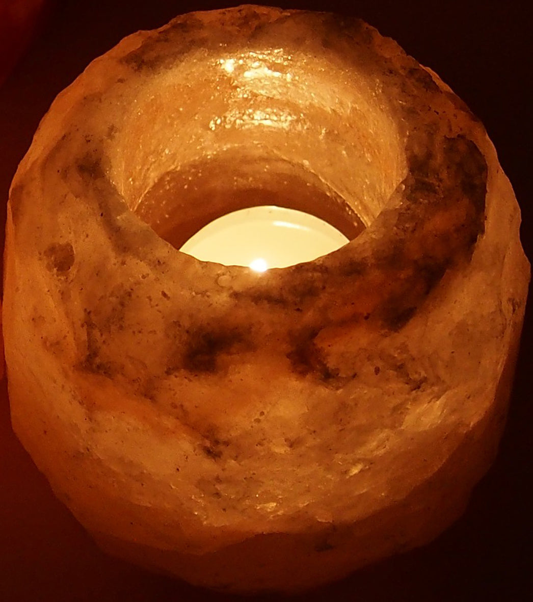 Kristallsalz Teelichthalter 4Stk. handgeschlagene Unikate ca.700-1000g