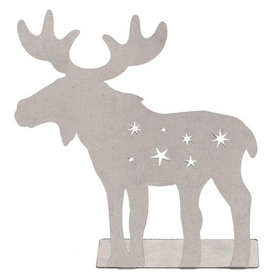 Elk made of sheet steel, silver-colored 14.7x12.5x3.5cm