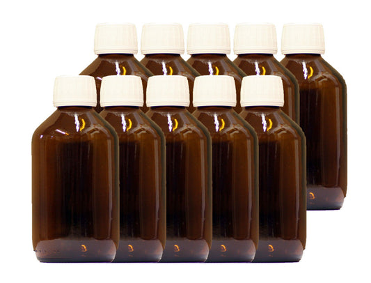 10 x 250ml brown glass bottle with PP28st closure