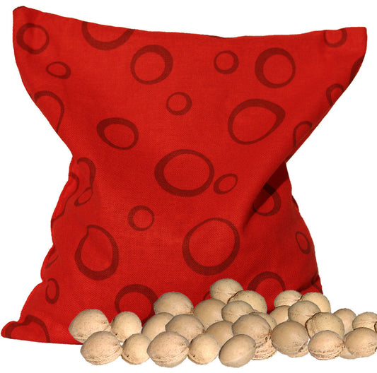 Cherry stone bag red with circles (24x24cm) Cherry stone pillow heat pad