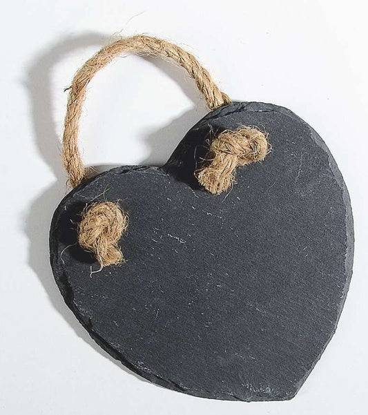 Slate heart for writing on - decorative heart made of slate with cord for hanging