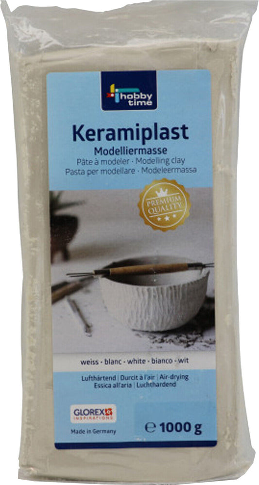 Keramiplast Modelliermasse weiß 1kg - Umweltfreundliche, tonartige Modelliermasse für kreatives Gestalten