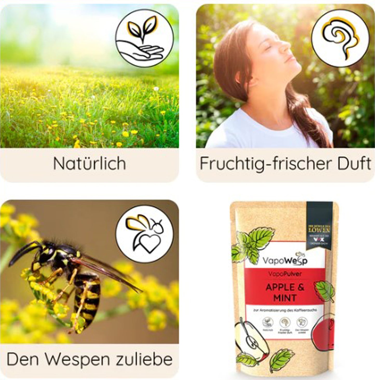 VapoWesp - Pulver Apple & Mint 100g Vapopulver Wespen Abwehrmittel