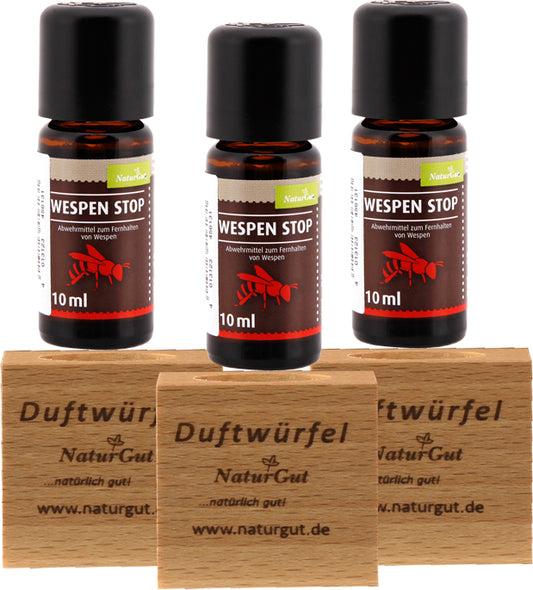 3er Set Wespen Stop Abwehr Wespenabwehr Abwehrmittel mit 10ml mit Duftwürfel