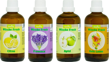 Wäsche Fresh 4er-Komplett Set Wäscheduft Citrus, Grüner Apfel, Gute Laune Provence Lavendel