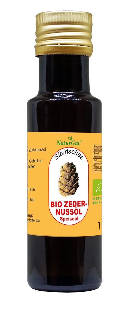 Huile de noix de cèdre bio (Pinus sibirica) 100 ml d'huile pressée à froid avec vitamine E