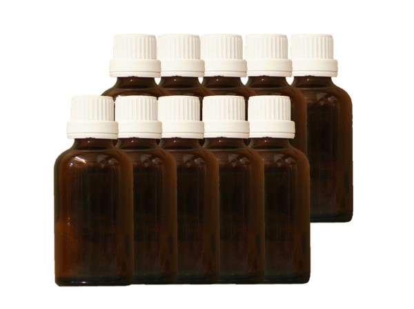 Braunglasflasche Tropfeinsatz DIN18 Apothekerflasche Medizin Flaschen 10x50ml