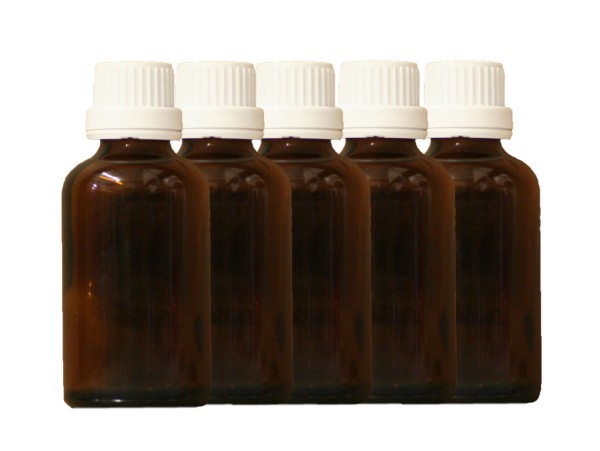 Braunglasflasche Tropfeinsatz DIN18 Apothekerflasche Medizin Flaschen 5x50ml