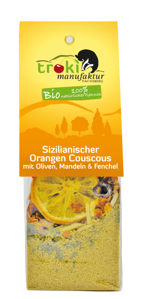 Sizilianischer Orangen Couscous mit Oliven, Mandeln & Fenchel 175g kbA