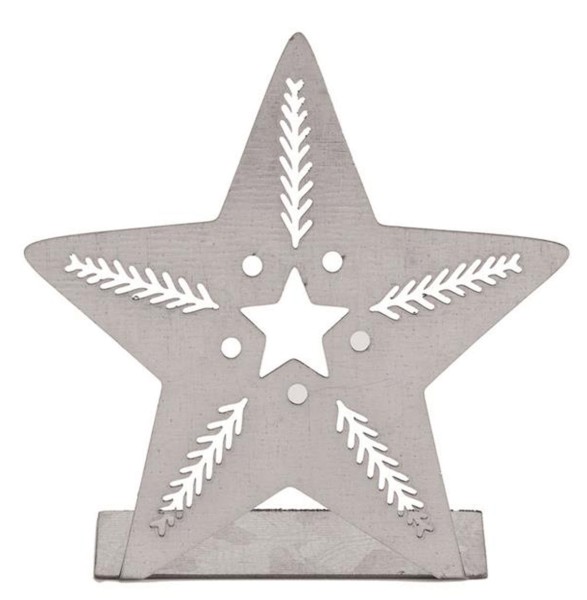 Stern aus Stahlblech, silberfarben 6,5x6,2x2cm
