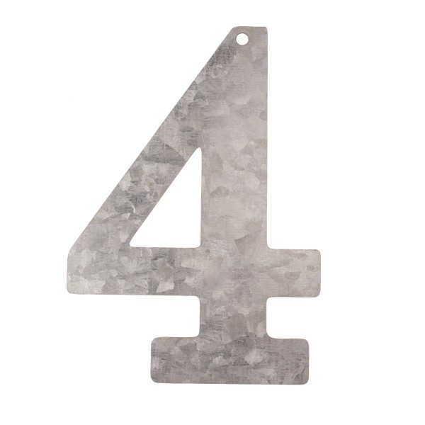 Metall Zahlen 4, verzinkt Höhe 12 cm